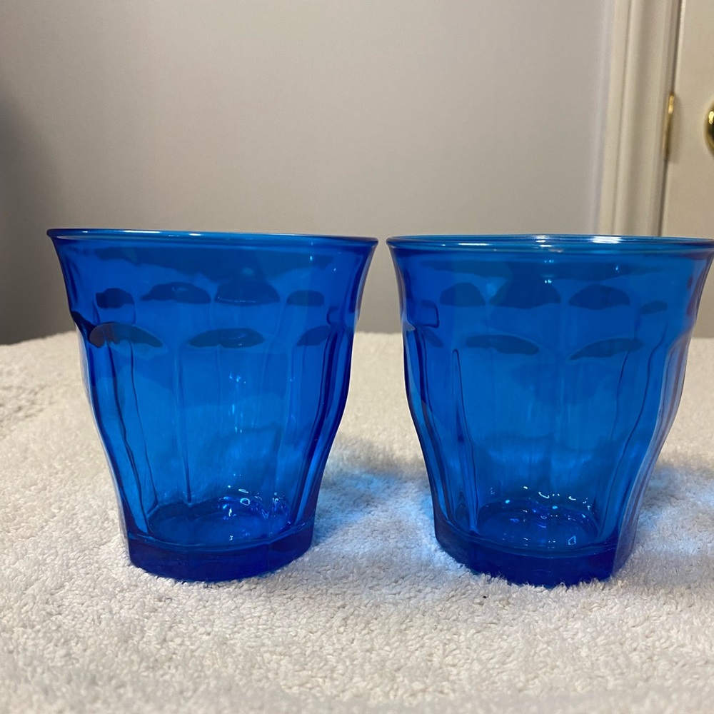 Vintage Duralex glasses, blue